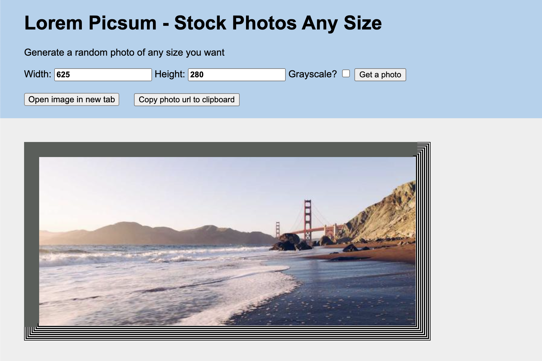 Lorem Picsum API Interface